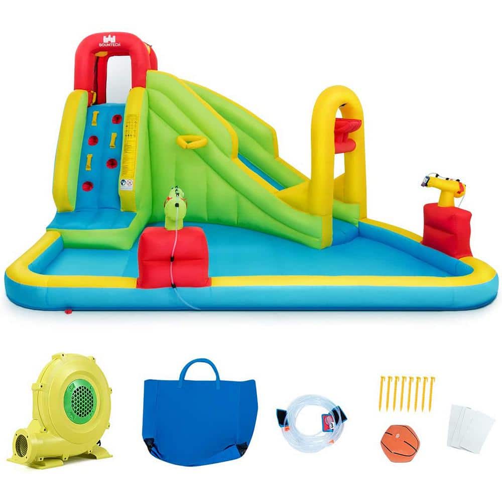 Colorful Inflatable Water Slide with Splash Pool and Blower