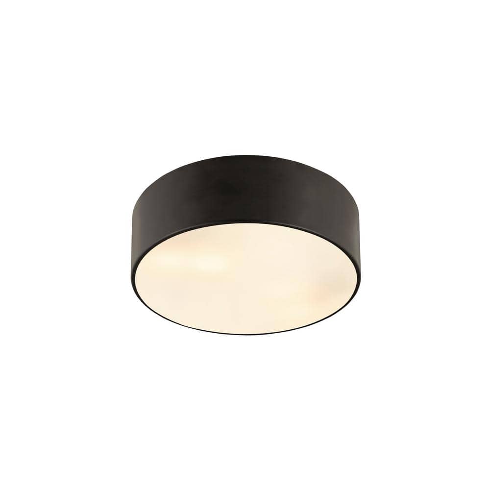 Harley Modern Matte Black Steel Drum Flush Mount Light