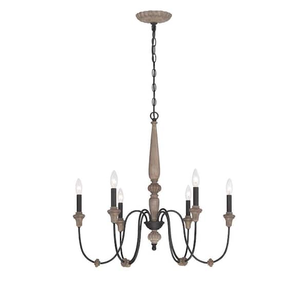 World Imports Capra 6-Light Rust Chandelier with Distressed Ivory Accents