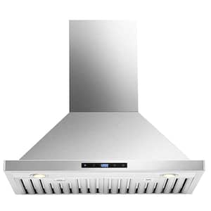 30 in. Convertible Wall-Mounted Range Hood with Light in Stainless Steel