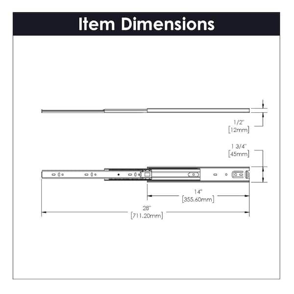 Richelieu 22-in Side Mount Drawer Slide 100-lb Load Capacity (2-Pieces) in  the Drawer Slides department at