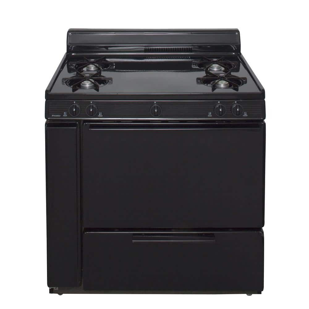 36 in. 3.91 cu. ft. Battery Spark Ignition Gas Range in Black -  Premier, BLK100BP