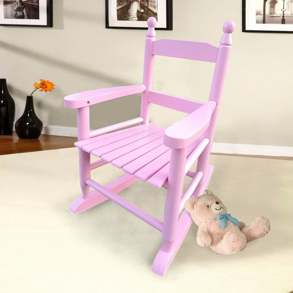 Classic Light Pink Rocking Wood Adirondack Chair ADRD7186-LP - The Home ...
