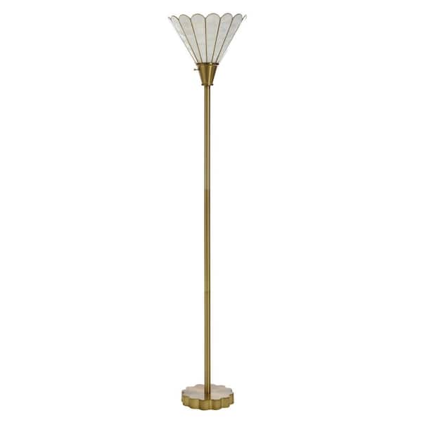 Verity 71 in. Polished Brass 1-Light Standard Floor Lamp with Brass Crystal Shade