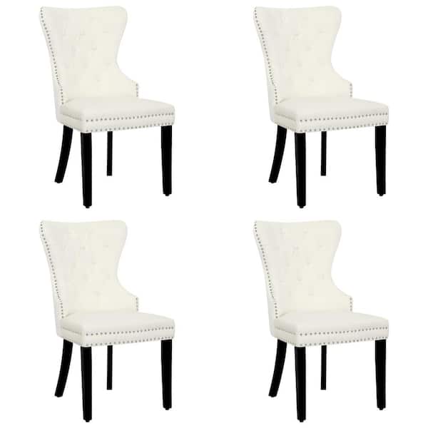 Brooklyn Cream Tufted Velvet Dining Side Chair (Set of 4)
