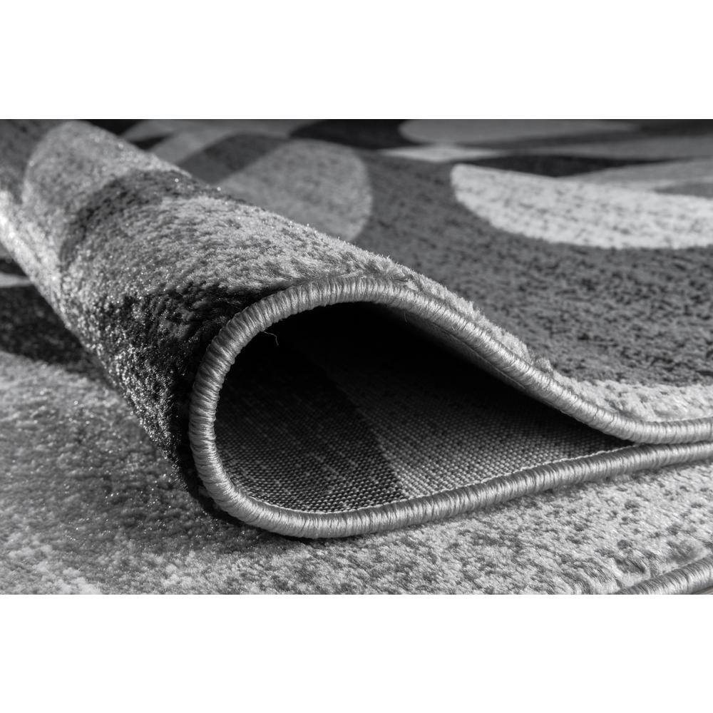 Gray Geometric Circles Synthetic Square Area Rug 6'6" x 6'6"