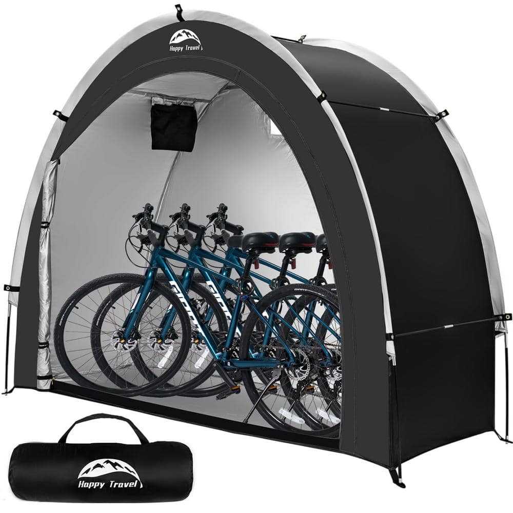 Angel Sar 6.88 ft. W x 2.6 ft. D Outdoor Portable Plastic Bike Storage Shed Tent Coverage 18 sq. ft. for Toys Tools Black KQQG1110 The Home Depot