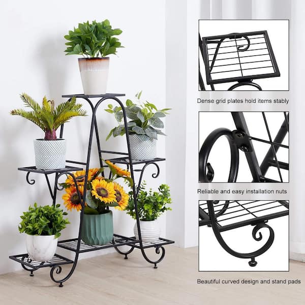 AESOME 33.5 in. Plant Stand Tall Flower Pot Holder 6-Tier Storage