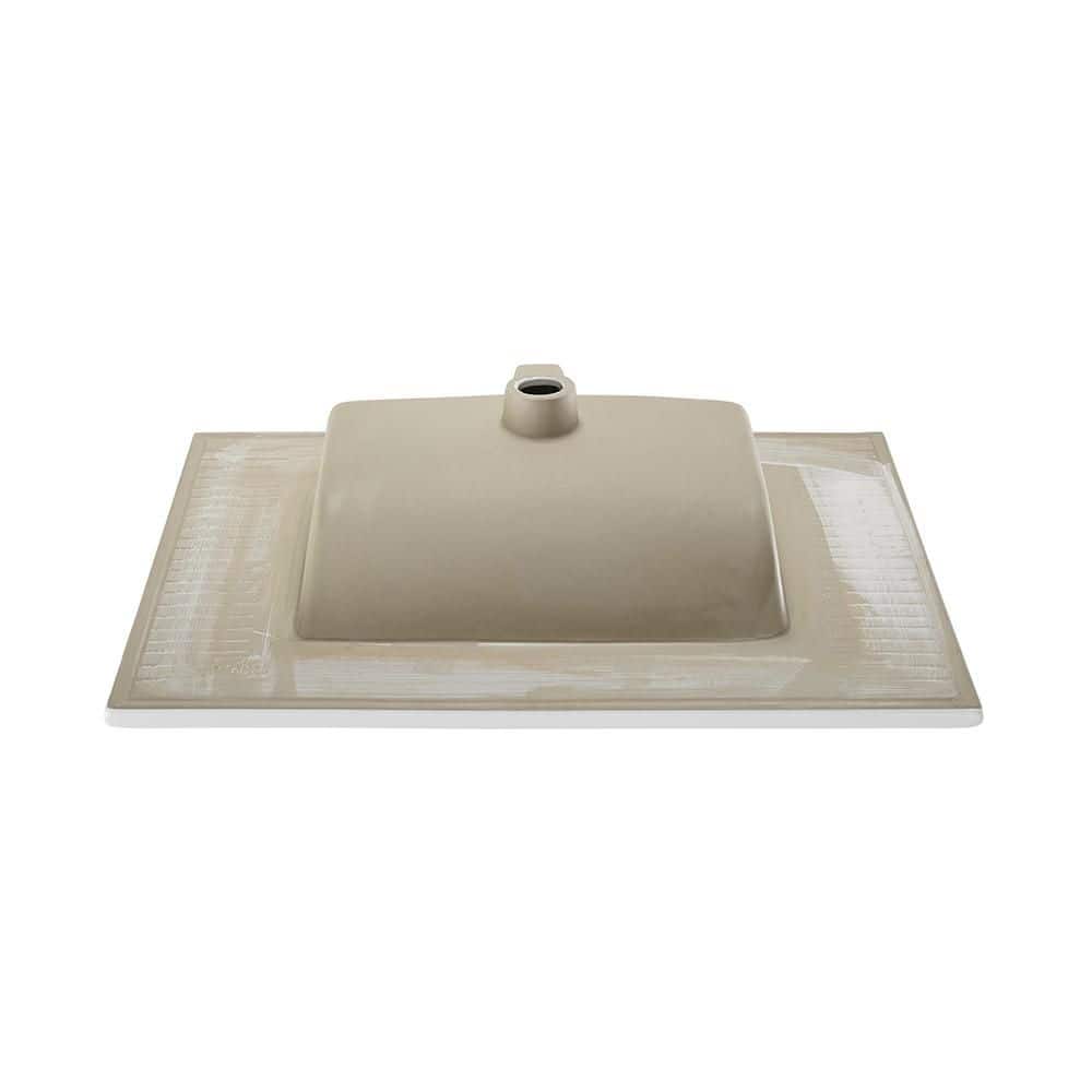 White Ceramic 31" Vanity Top Sink with Centerset Faucet Holes