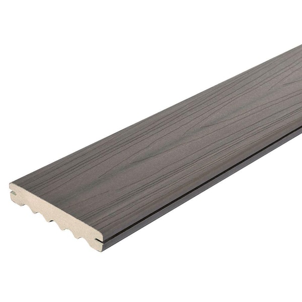 Fiberon ArmorGuard 15/16 in. x 5-1/4 in. x 16 ft. Nantucket Gray Grooved Edge Capped Composite Decking Board