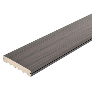 ArmorGuard 1 in. x 5-1/4 in. x 1 ft. Nantucket Gray Grooved Edge Capped Composite Decking Board Sample