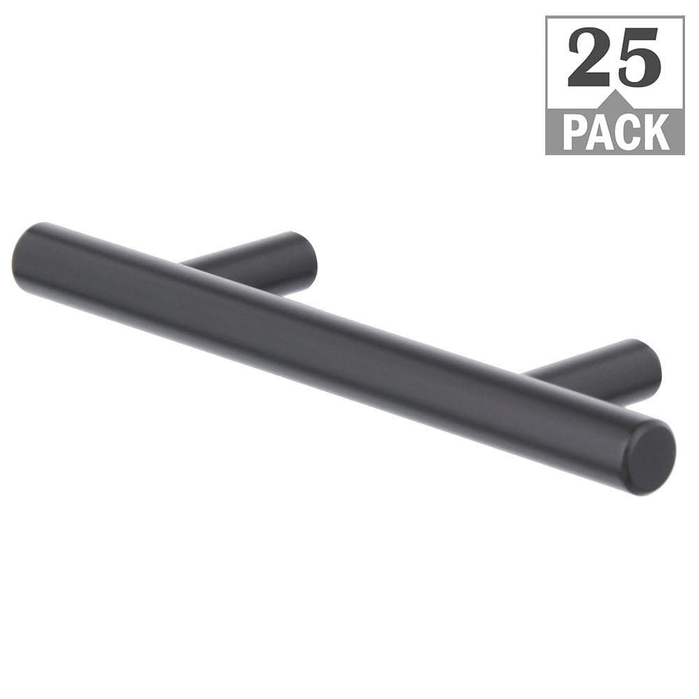 Stainless Bar 3 in. (76 mm) Matte Black Classic Cabinet Pull (25-Pack)