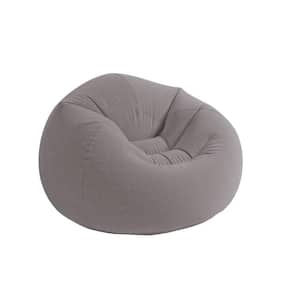 Inflatable Contoured Corduroy Beanless Bag Lounge Chair, Grey : 68579EP
