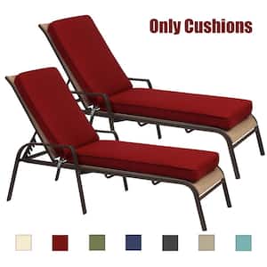 21 in. x 72 in. Outdoor Chaise Lounge Cushion in Red (2-Pack)