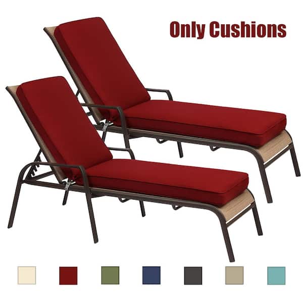 Aoodor 21 in. x 72 in. Outdoor Chaise Lounge Cushion in Red (2-Pack)