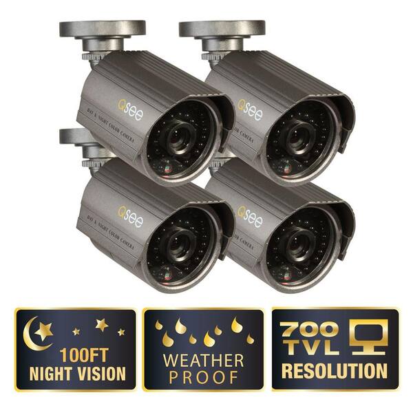 Q-SEE Premium Wired CMOS Bullet Weather Proof 700 TVL Indoor/Outdoor Cameras (4-Pack)-DISCONTINUED