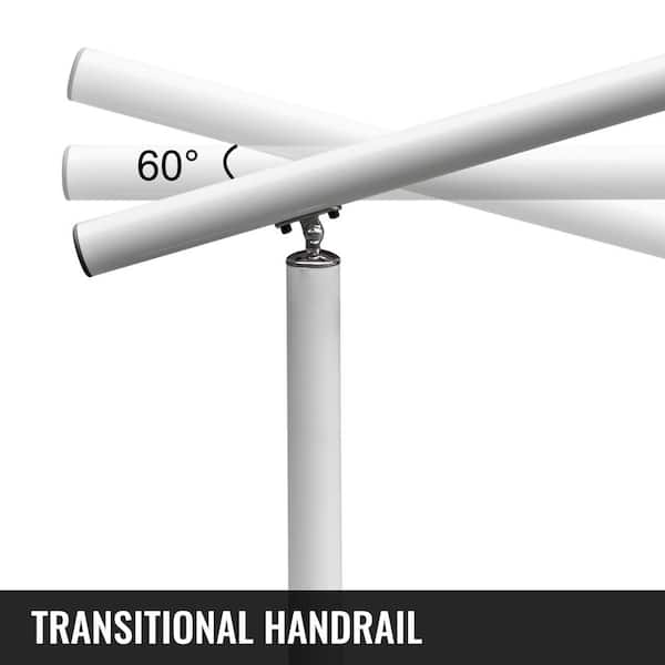 VEVOR 3 ft. Aluminum Handrail Fits 2 Steps or 3 Steps Flexible Handrails for Outdoor Deck, White