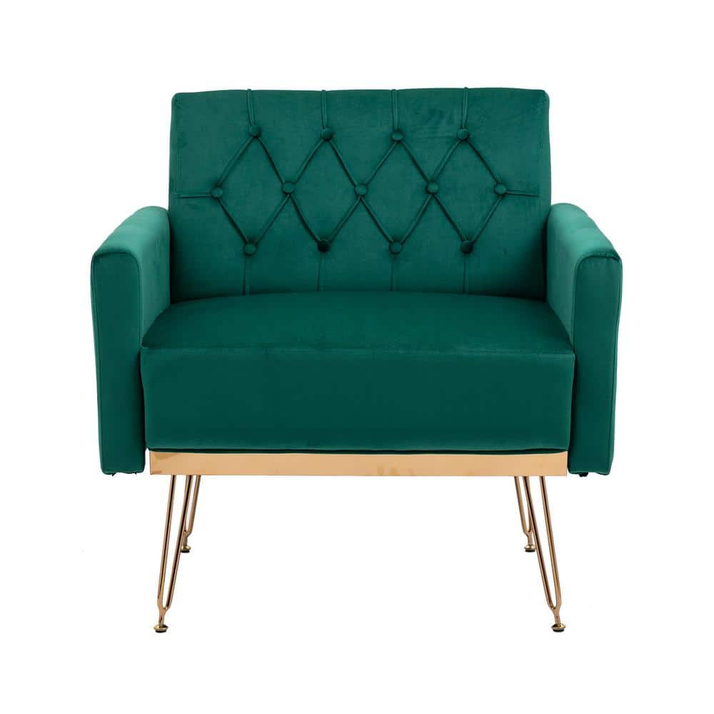 Green Velvet Accent Chair with Rose Golden Feet LH954 The Home Depot