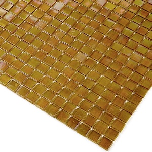 Skosh 11.6 in. x 11.6 in. Glossy Gold Beige Glass Mosaic Wall and Floor Tile (18.69 sq. ft./case) (20-pack)