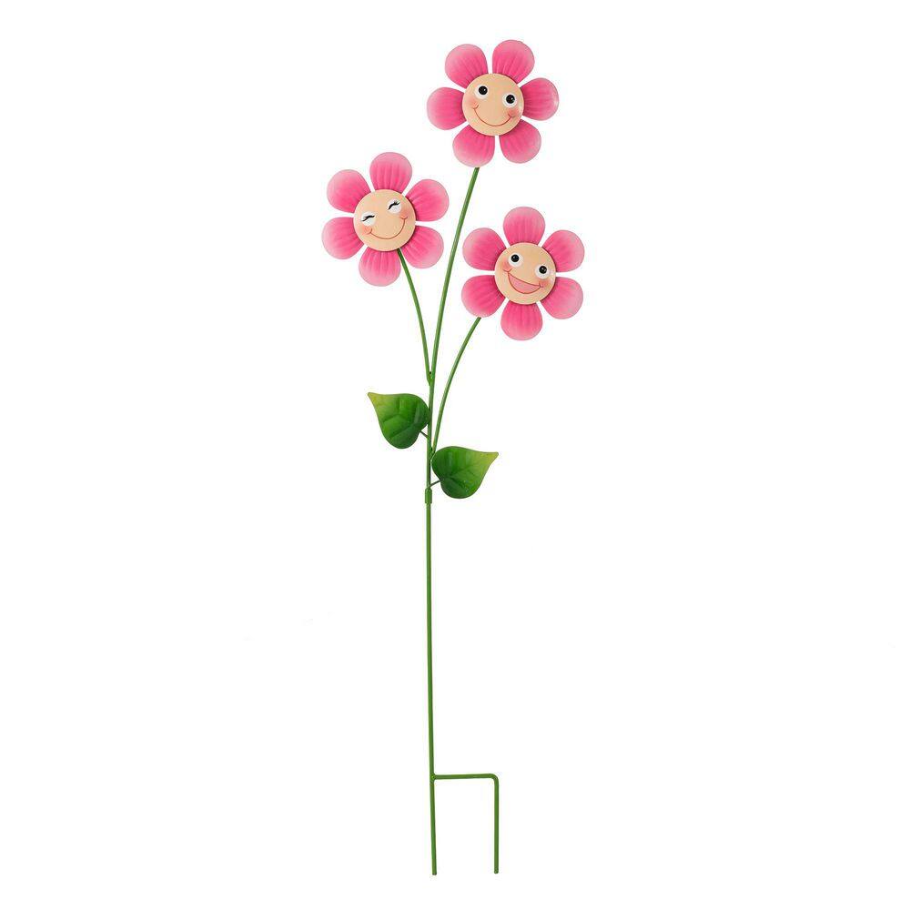 36 in. H Garden Metal Triple Happy Face Flower Yardstake, Wall Decor price history on PriceWatchPro