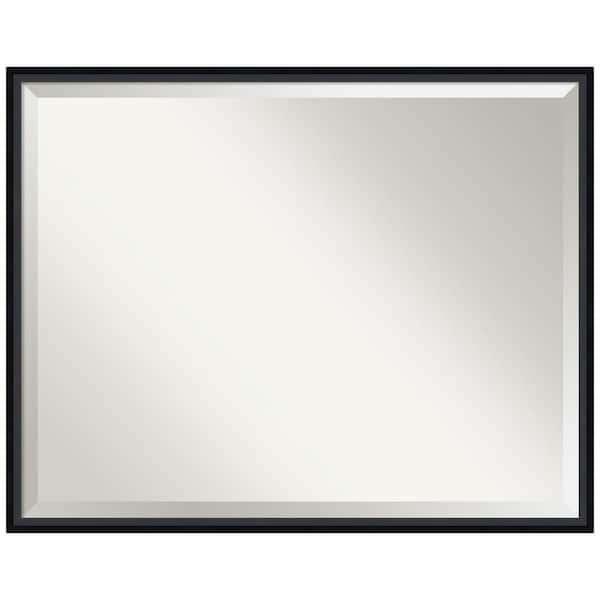 Amanti Art Medium Rectangle Satin Black Beveled Glass Modern Mirror (23 in. H x 29 in. W)