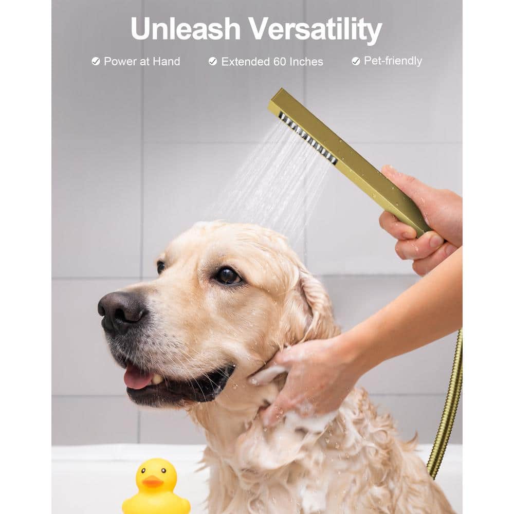 Grandjoy Brushed Gold Dual Shower Head System with Handheld Spray
