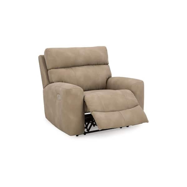 Corbin Sand Brown Faux Leather Glider Power Recliner Chair with USB Port