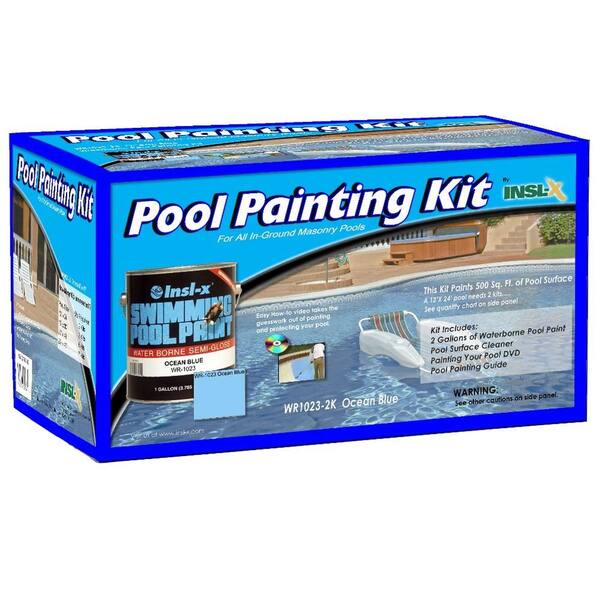 Insl-X Waterborne 1 gal. Ocean Blue Swimming Pool Paint Kit with Cleaner and Instructional DVD