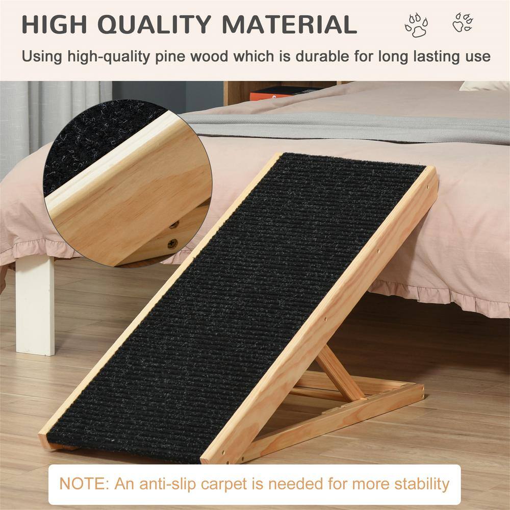 Adjustable Pine Pet Ramp with Non-Slip Surface