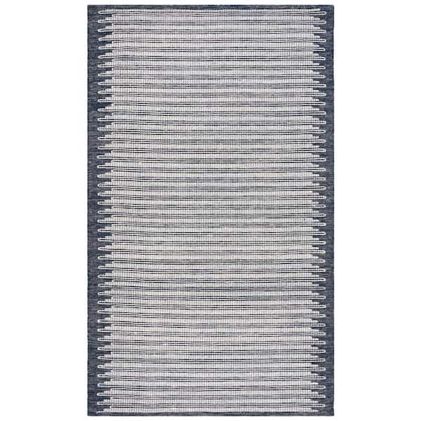 SAFAVIEH Ebony Ivory/Navy Doormat 3 ft. x 5 ft. Modern Area Rug