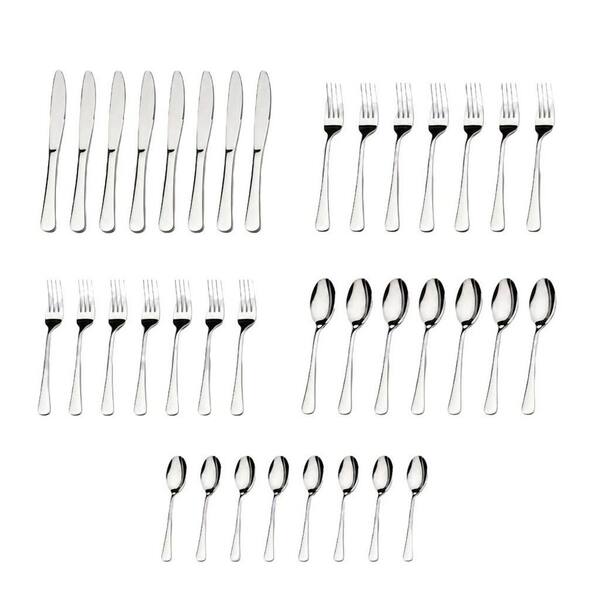 8-Set 40-Pieces Heavy Duty Stainless Steel Flatware Utensils Cutlery Set with Steak Knife Fork and Spoon