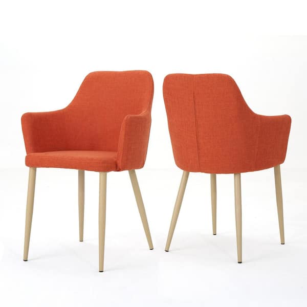 Noble House Zelia Muted Orange Upholstered Dining Chairs (Set of 2)