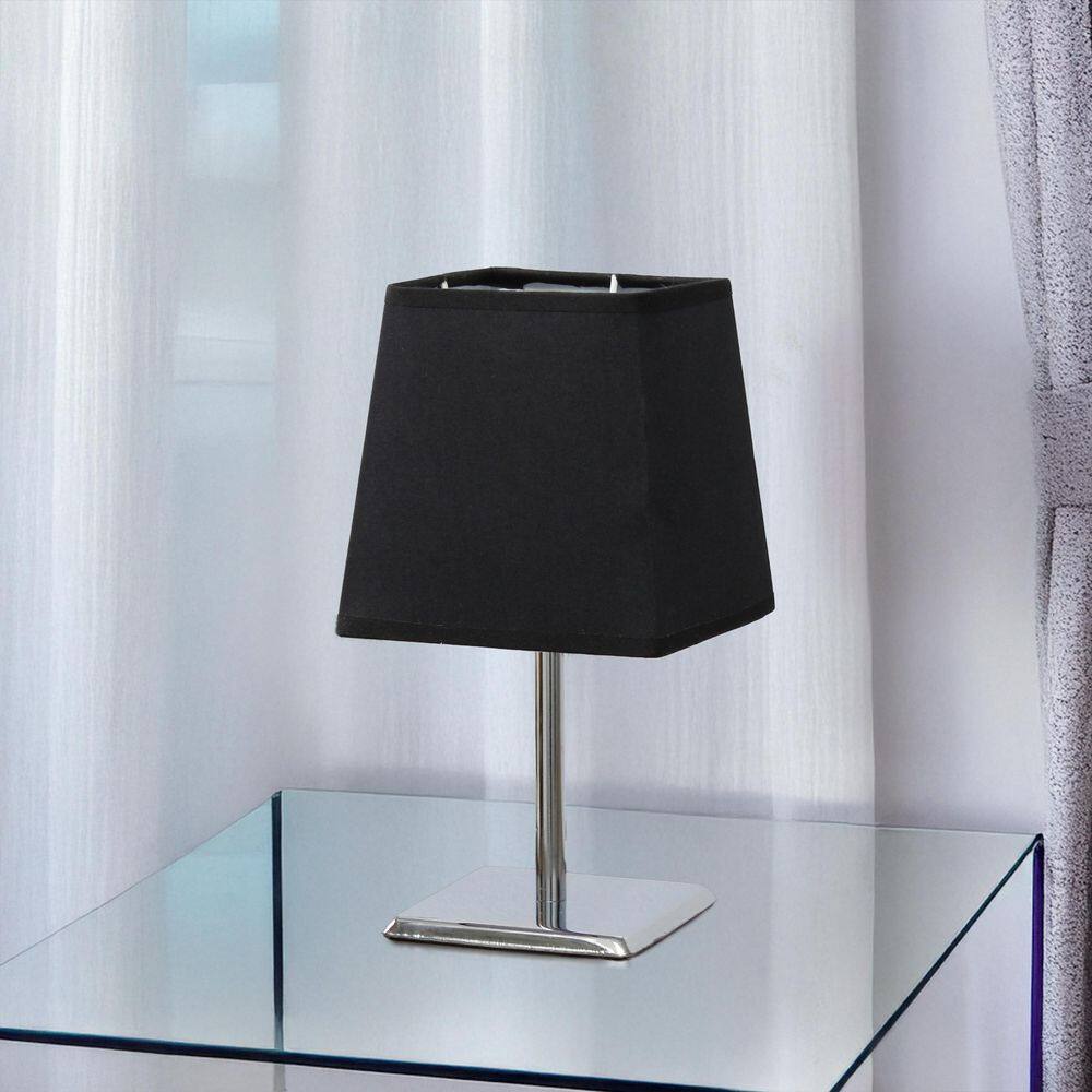 9.65 Square Chrome Table Lamp, Black Shade, Compact Accent for Bedroom or Office price history on PriceWatchPro