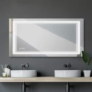 47 in. W x 24 in. H Rectangular Frameless Anti-Fog Light Wall Bathroom Vanity Mirror in Silver