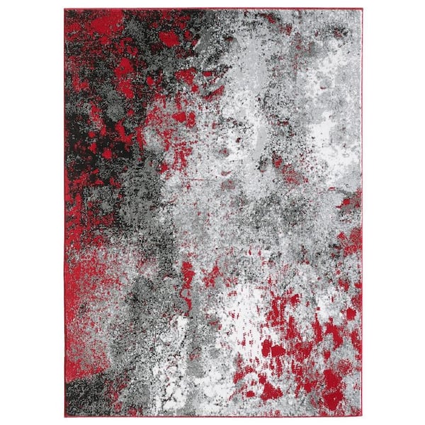 LUXE WEAVERS Howell Collection Modern Abstract Red 5 ft. x 7 ft. Polypropylene Area Rug