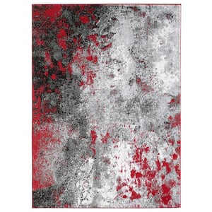 Howell Collection Modern Abstract Red 8 ft. x 10 ft. Polypropylene Area Rug