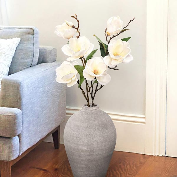 38 in. Large Cream White Artificial Magnolia Flower Stem Spray (Set of 2)