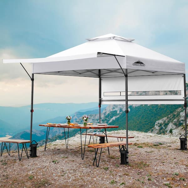 EAGLE PEAK 17 ft. x 10 ft. Pop Up Gazebo Canopy Tent with Adjustable Dual Half Awnings and 4-Sand Bags
