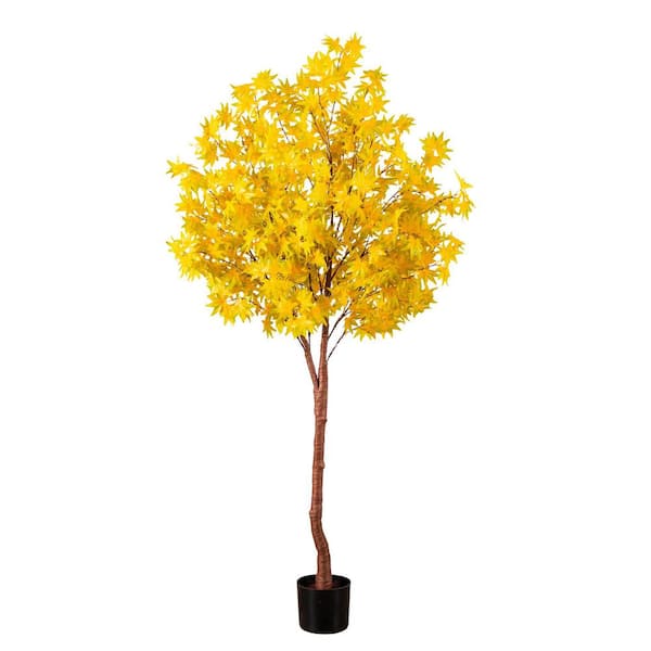 Nearly Natural 6 ft. Pre-Lit Yellow Autumn Maple Artificial Fall Tree with 350 Warm White LED Lights