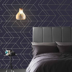 Balance Navy and Gold Nonwoven Paper Paste the Wall Removable Wallpaper