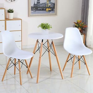 White Dining Chairs Mid Century Modern Wooden Legs Kitchen Living Room (Set of 2)