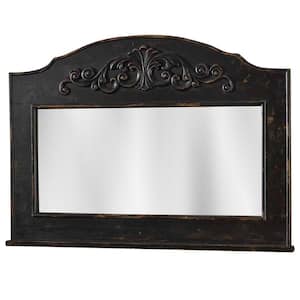 Mantle Top Aged Black Wood Mirror