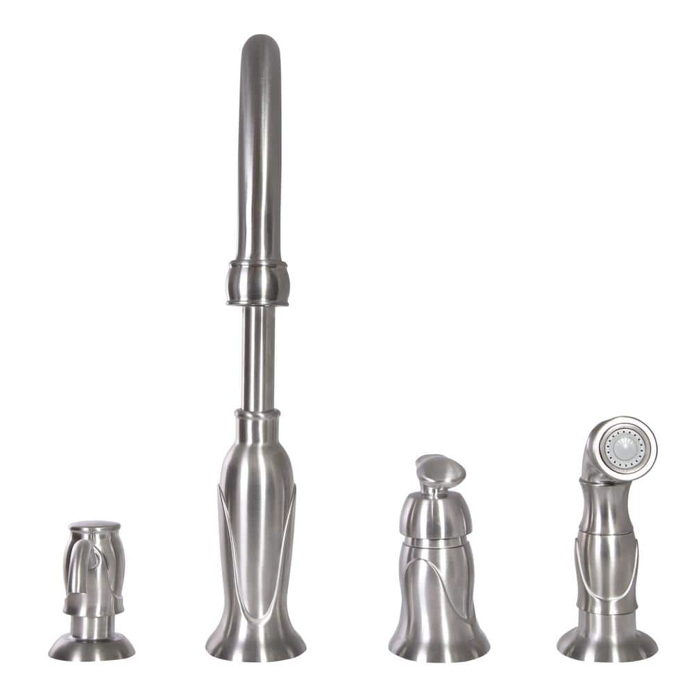 Satin Nickel Kitchen Faucet with Pull-out Spray and Soap Dispenser