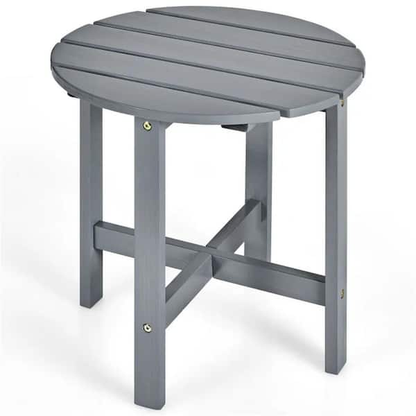 Gray Round Outdoor Side Table without Extension