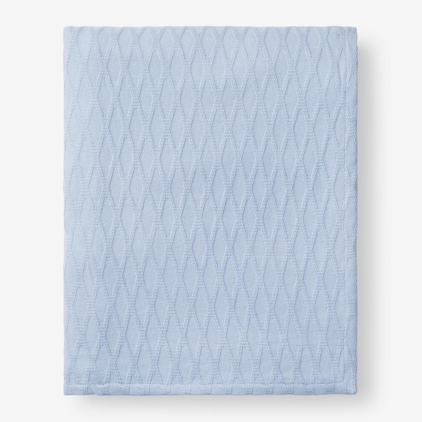 The Company Store Organic Cotton Waffle Knit All Season Blanket King Pale hot Blue