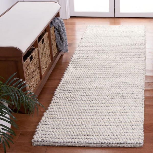 Natura 2 ft. x 9 ft. Ivory/Light Gray Basket Marle Runner Rug