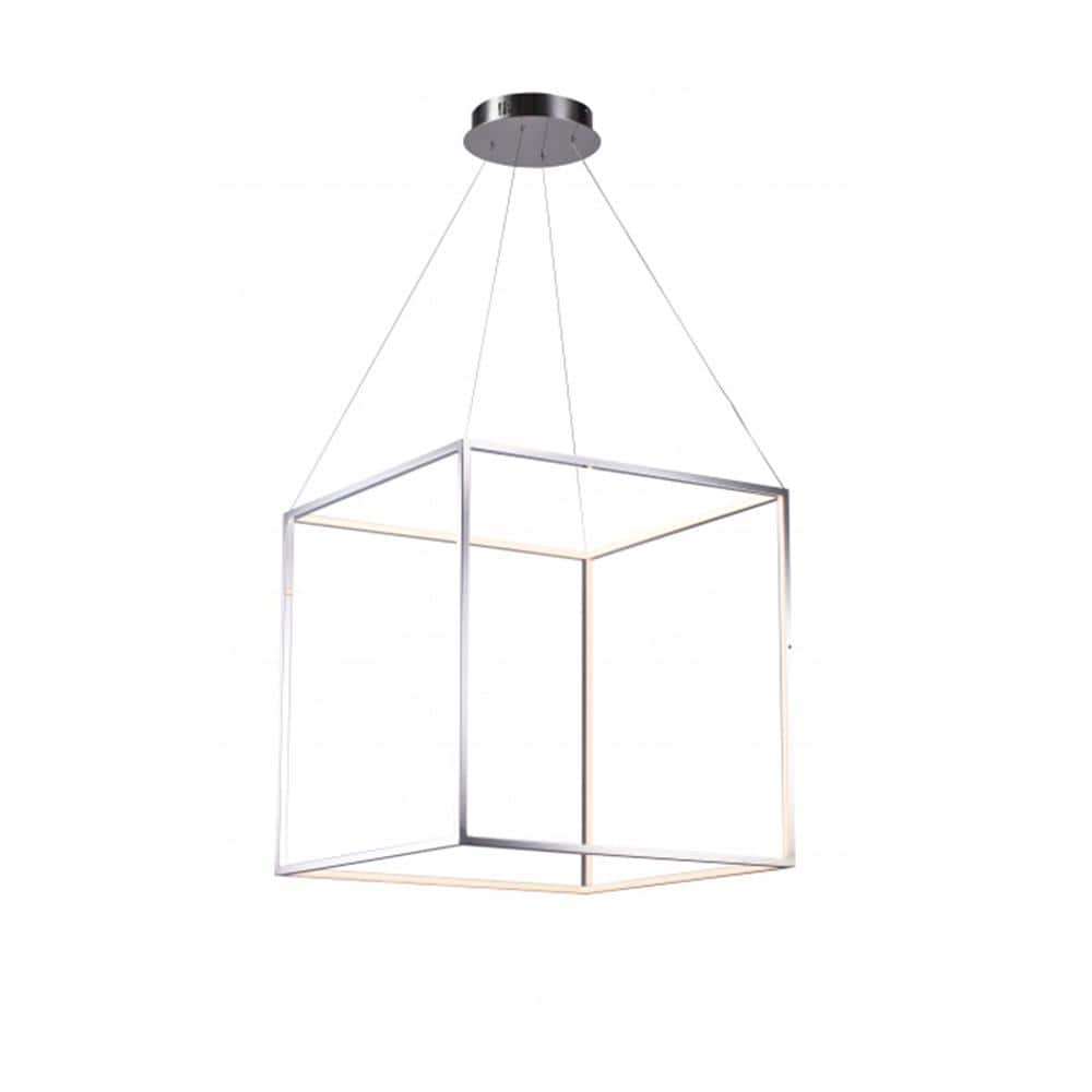 Bret II 25.50 in. 1-Light Shiny Nickel Geometric Integrated LED Pendant