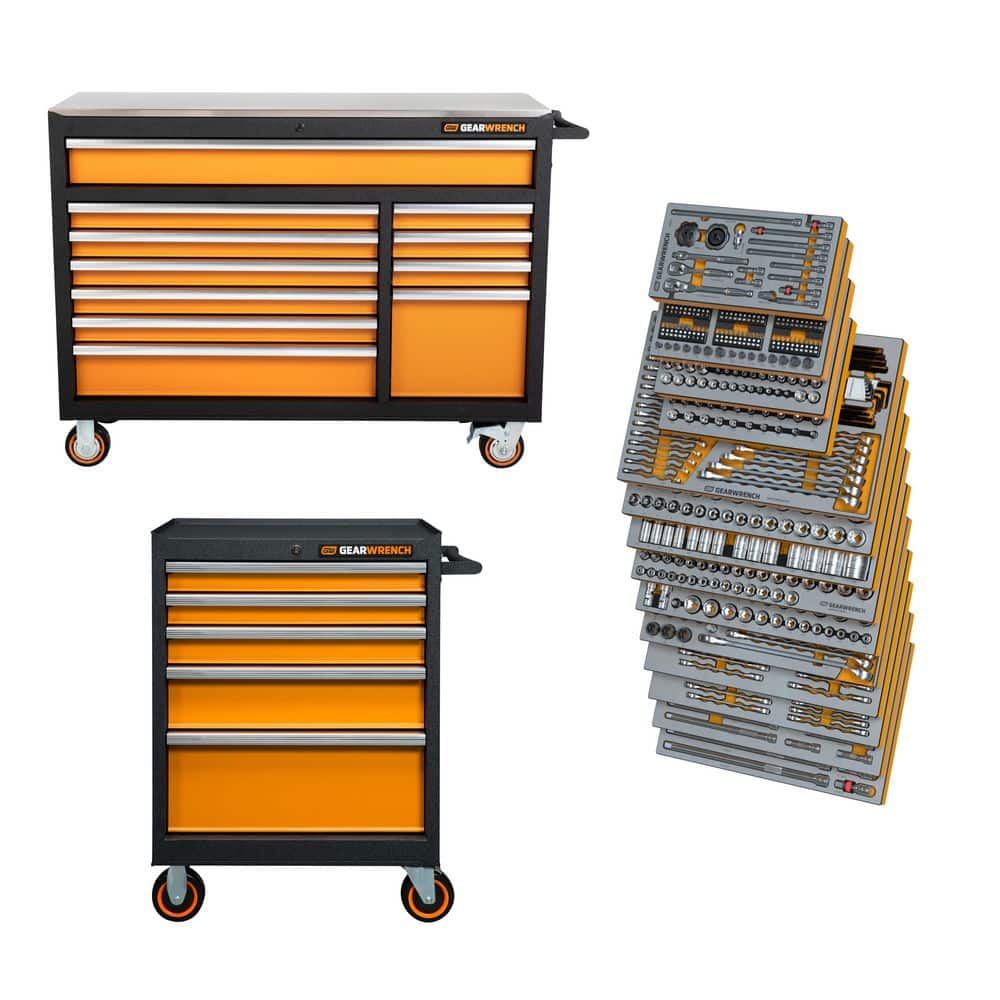 MEGAMOD 52 in. 11-Drawer and 26 in. 5-Drawer Tool Chests Combo with Master Mechanics Tool Set in Foam Trays (906-Piece) price history on PriceWatchPro