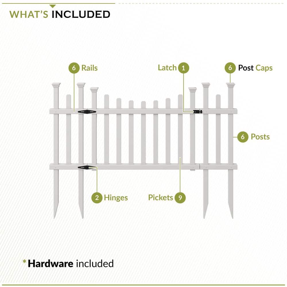 Madison White Vinyl 2.5-ft x 5-ft Garden Gate with Wings