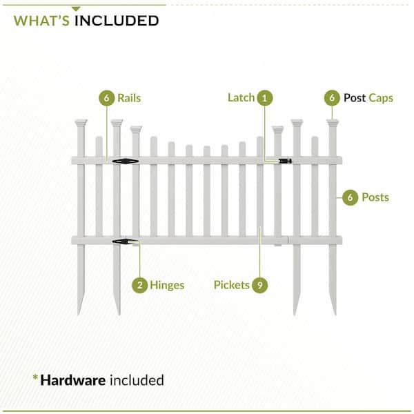 Zippity Outdoor Products Madison White Vinyl Fence Gate with Wings